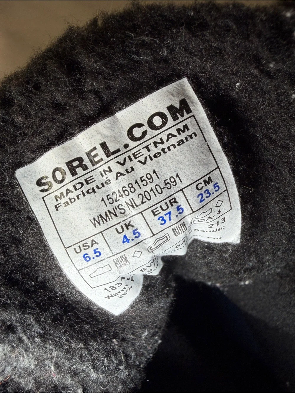 Sorel Black Ostrich Print/ Blue Waterproof Winter Snow Boots Womens Sz 6.5
